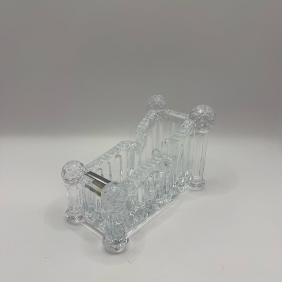 Vintage Clear Glass Lead Crystal Tape Dispenser Desk Accessory - Picture 2 of 8